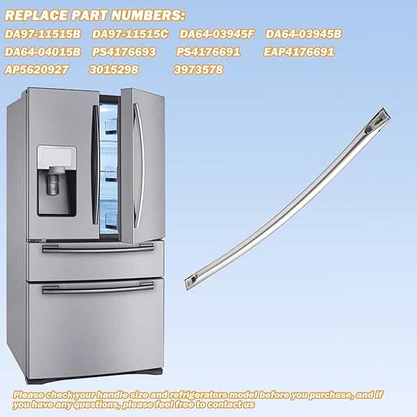 DA97-12712C FREEZER DOOR HANDLE COMPATIBLE FOR SAMSUNG FREEZER DOOR HANDLE, COMPATIBLE MODEL RF24FSEDBSR RF28HMEDBSR RF28HMELBSR RF30HBEDBSR RF30KMEDBSR RF31FMEDBSR