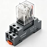 TWTADE Electromagnetic Power Relay with Base, 24V AC Relay Coil 8-Pin 10A | DPDT 2NO+2NC 24V Relay with LED Indicator for Industrial Control Panel Automation Circuit YJ2N-LY
