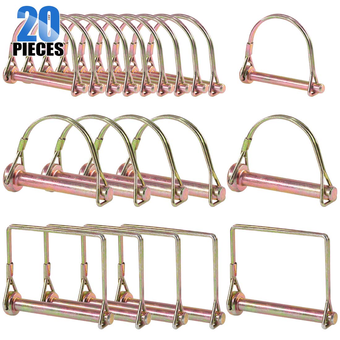 50-Piece Lynch Pin Assortment – Snap Spring Ring Clips For Trailer, Tractor, PTO