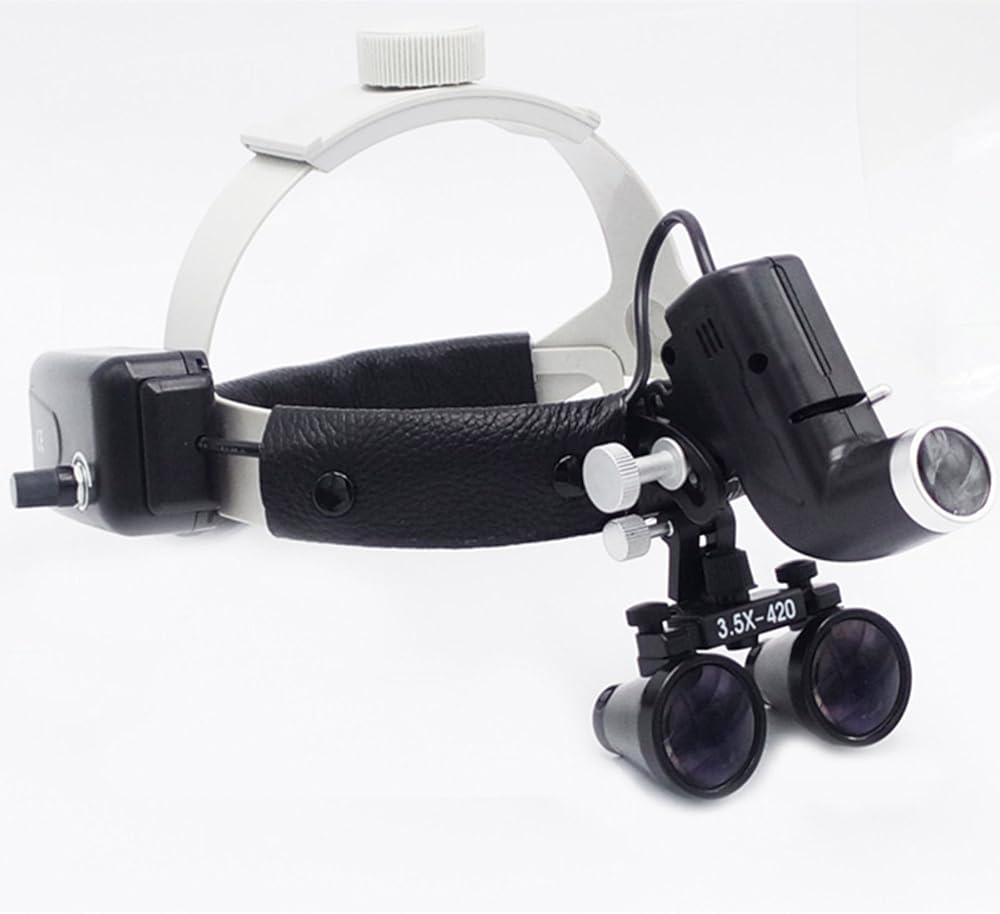 3.5X Dental Magnifier Loupes w/ 5W LED Headlight & Headband for Surgery Jewelry