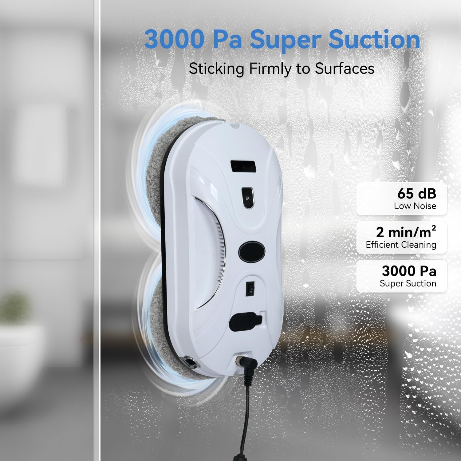 Robot de limpieza automática de ventanas, robot limpiador de ventanas con pulverización dual automática, robot modelo 2025 Limpia Vidrios AI planificación de ruta, succión de 3000 Pa, control remoto, detección de bordes para vidrio sin rayas - SS1