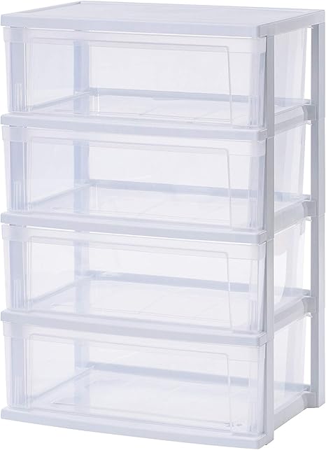Iris Ohyama Wide Chest Nsw 544 Commode Tour De Rangement Large En Plastique Avec 4 Tiroirs De 25 L Polypropylene Weiss Amazon Fr Cuisine Maison