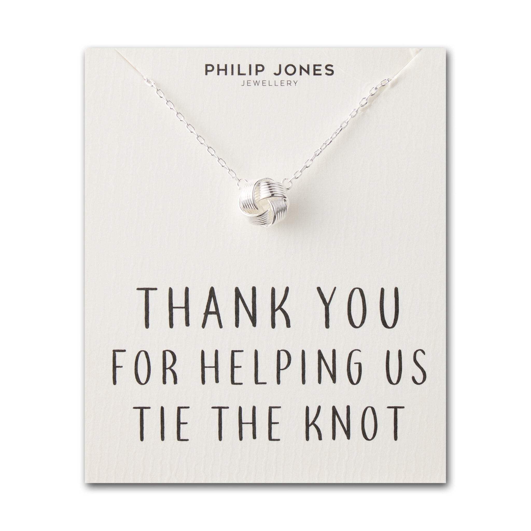 Philip Jones Silver Plated Thank You for Helping us Tie The Knot Bridal Necklace with Quote Card