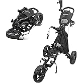 FLAGTAG Golf Push Cart 3 Wheel,Foldable Golf Push Cart,Golf Bag Cart with Foot Brake,Umbrella Holder, Cup Holder, Storage Compartment
