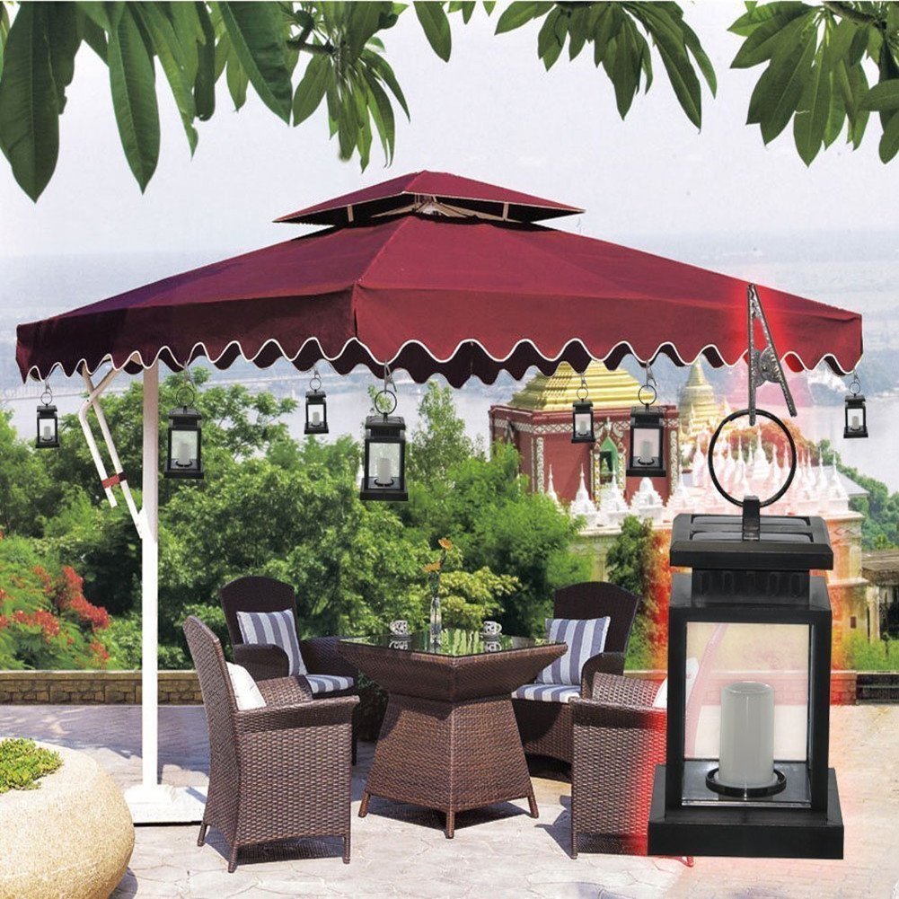 Meio Solar Mission Lantern, Hanging Solar Lantern,Solar Powered Waterproof Hanging Umbrella Lantern Candle Lights, Lighting & Decoration(4 Pack)