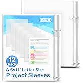 Dunwell Clear Folders for Documents, Plastic 8.5x11 File Sleeves, 12 Pack | Document Protection, Filing, Storage, Organization, Transparent Pockets, Durable Letter Size Holder