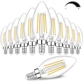 12-Pack Dimmable E12 LED Candelabra Bulbs 60W Equivalent, 2700K Soft Warm White, 600 Lumens B11 Candle Base 6W C35 LED Filament Vintage Light Bulbs, Clear Glass for Chandelier Ceiling Fan High CRI 90+
