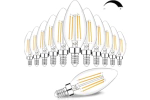 BESLOWE 12-Pack Dimmable E12 LED Candelabra Bulbs 60W Equivalent, 2700K Soft Warm White, 600 Lumens B11 Candle Base 6W C35 LED Filament Vintage Light Bulbs, Clear Glass for Chandelier Ceiling Fan High CRI 90+