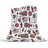 Fire Truck Blanket for Kids 40x50 Inches - Super Soft Firefighter Throw Blankets for Boys & Girls - Cozy Fluffy Fleece Firetruck Blanket for Toddlers, Bed, Couch - Fireman Gift for Childrens Adults