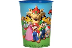 Amscan Multicolor Super Mario Brothers Plastic Favor Cup (16 oz) Pack of 1 - Perfect for Kids' Birthday Parties & Celebrations