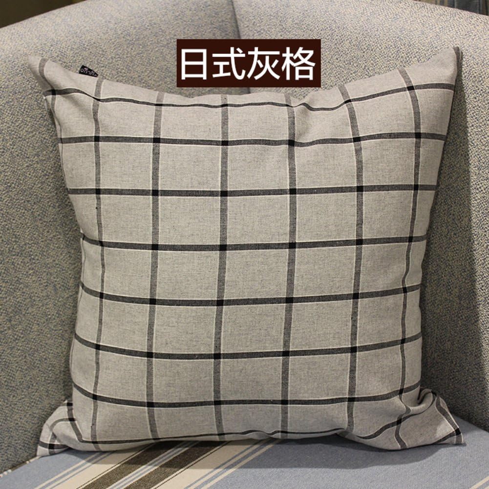 Japanese-style cotton plaid minimalist sofa cushion/Car cushions/Office nap pillow-B 40x40cm(16x16inch)VersionB