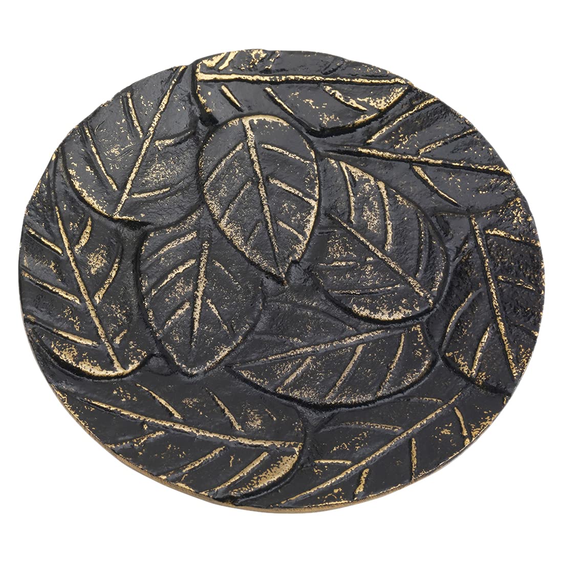 NKlaus candle plate aluminium black - gold Ø 12cm coaster candle holder saucer 10358