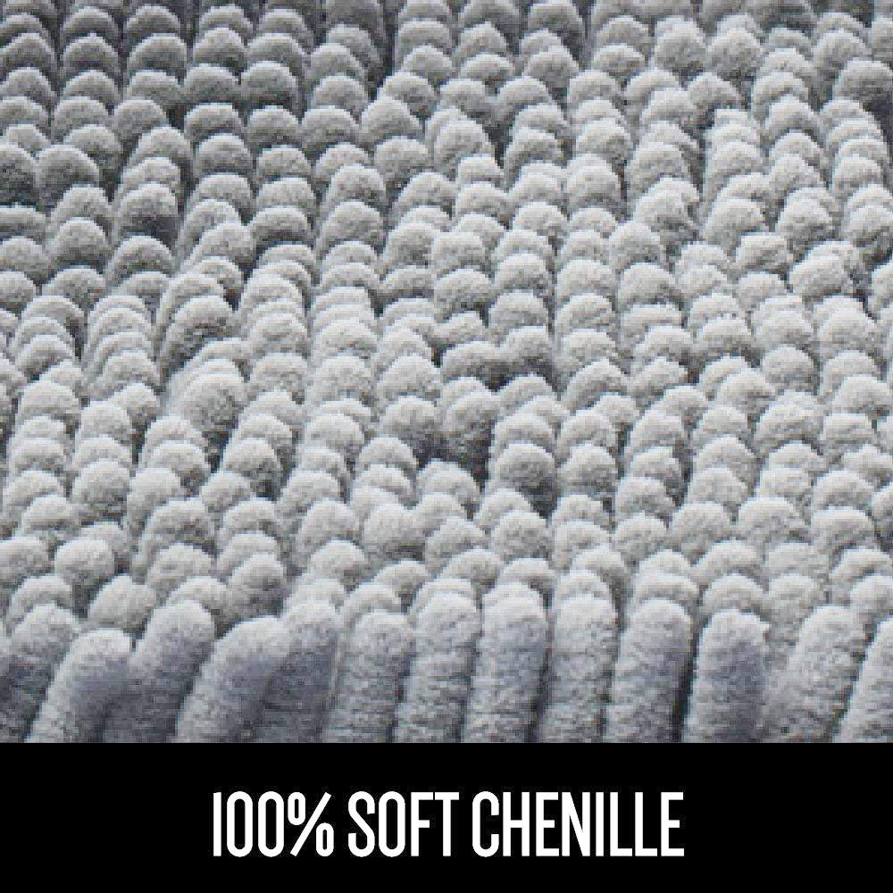 Pourmaison Bath Mat Bathroom Rugs Chenille Bath Mats for Bathroom 20\'\' x 32 \'\' Machine Washable No Slip Bath mats Area Rug Kitchen Bedroom Entry Kid’s Bath Rugs - Gray