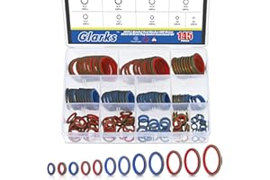 Glarks 145Pcs Sealing Gasket Kit NBR Metric Metal Oil Drain Plug Gasket Assortment Kit Bonded Seal Washer Combination Oil Sea
