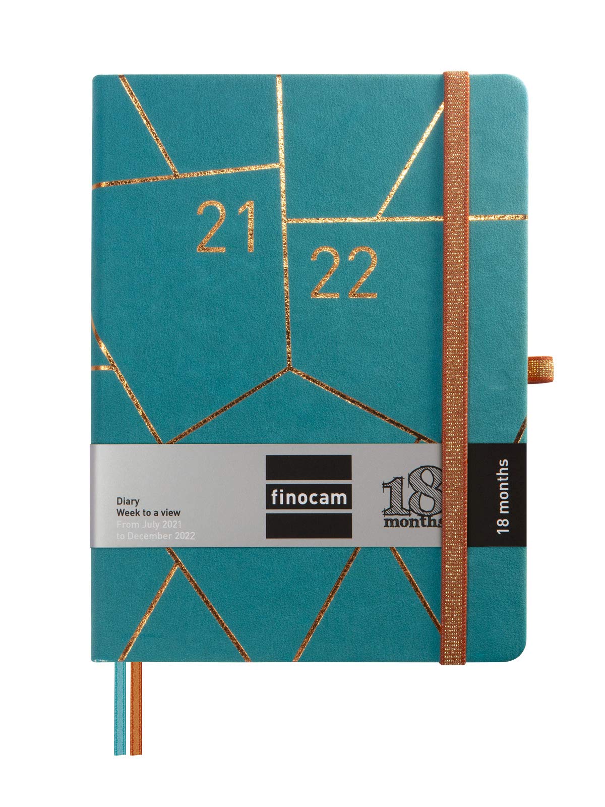 Finocam Minimal 18-Month Diary 2021 2022, M5 140 x 190 mm, Landscape Weekly View, Geometric, Multilingual