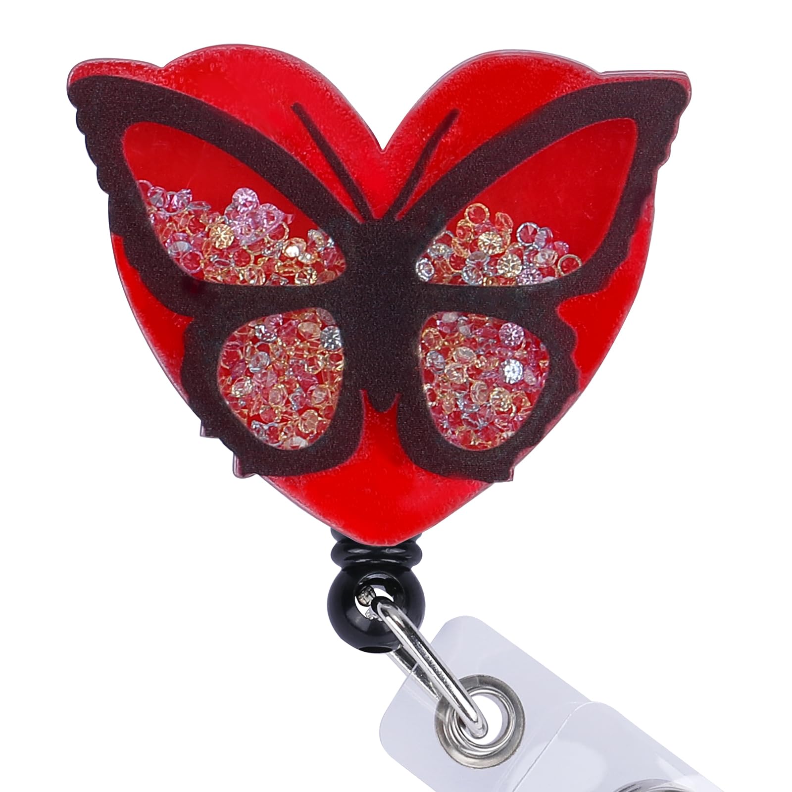 BEEFLYING Butterfly Badge Reel Retractable Cute Nurse ID Card Badge Holder with Swivel Alligator Clip for Office School Hospital Teacher Nursing Name Tag Card