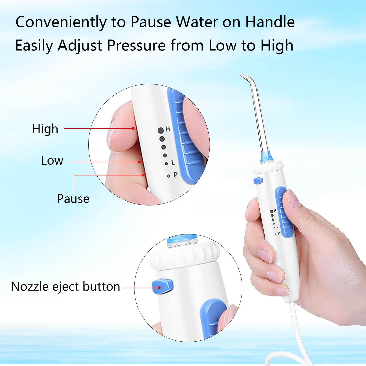 H2ofloss Dental Water Flosser for Teeth Cleaning With 12 Multifunctional Tips & 800ml Capacity, Professional Countertop Oral Irrigator Quiet Design(HF-9 whisper): Beauty