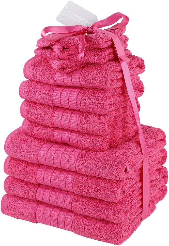 Dreamscene Luxury Soft Towel Bale Bath Gift Set, Cotton, Pink, 25 x 27