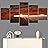 SIGNWIN 5 Panel Canvas Wall Art Sunset in The Mountains for Home Decorations Ready to Hang - 60"x32"
