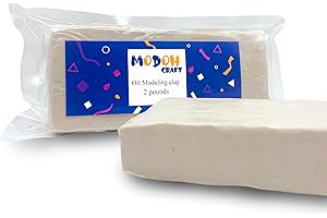 MODOH Plasticine Oil Based Modeling Clay, Non Hardening Reusable Clay, Non Toxic No Bake Professional Oil Base Sulfur Free Sculpting Clay (White)
