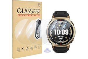 EasEasy 4 Pack Compatible for Amazfit T-Rex 3 Pro Screen Protector Glass, 9H Hardness Clear Full Cover Tempered Protector for