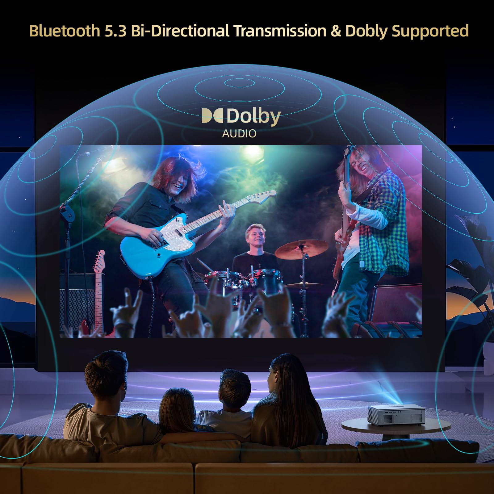 [Netflix Officially & Dolby Audio] Smart Projector with WiFi6 and Bluetooth5.3, Electric Focus & Auto Keystone 4K Support, High Brightness Movie Projectors, Native 1080P Proyector Built-in Apps