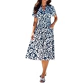 GRACE KARIN Womens Summer Maxi Floral Dress Casual 2026 Long Zipper Dresses Boho Flowy Beach Vacation Sundress with Pockets
