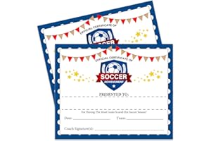 JIOJIO CHAN Certificates of Achievement, 25 Soccer Award Certificates, Soccer Party Supplies, Sports Achievement Award Certificates, Encouraging Gift for Students, Teams, Players and Employee 8x10 Inches