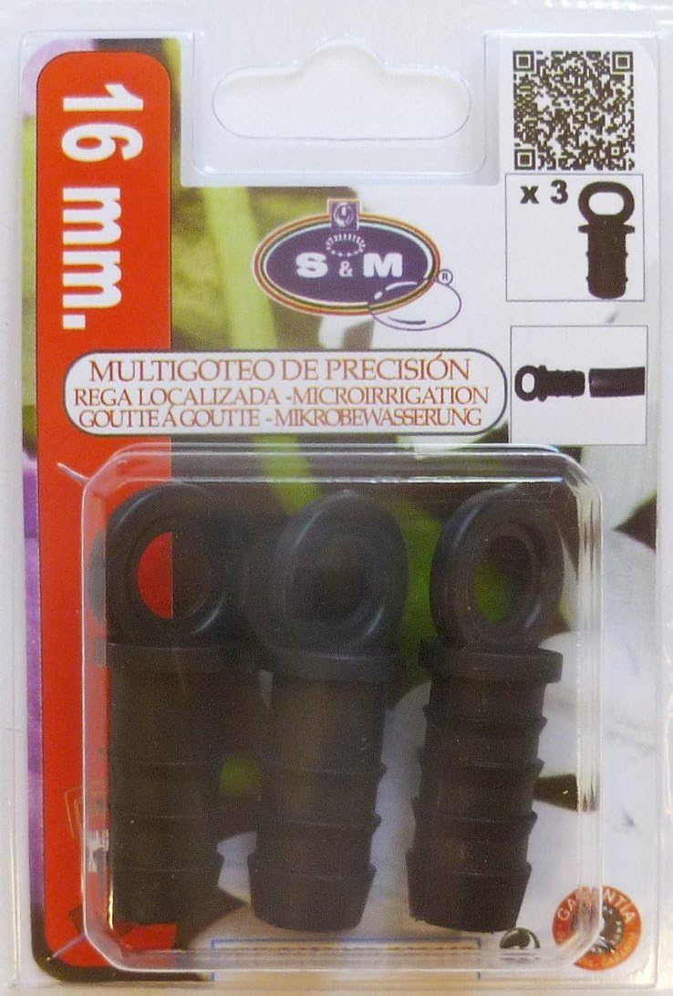 S&M Drip Stopper End - 16 mm, blister pack of 3, 2 X 8.5 X 12 Cm, Black, 2x8.5x12 cm - Image 3
