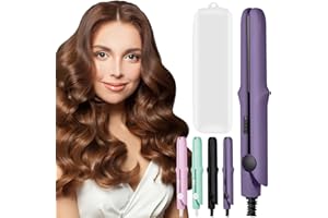 BSMAX Mini Dual Purpose Curling Iron, 2 in 1 Mini Curling Wand & Flat Iron Hair Straightener,Portable Travel Curling Wand for Women Short Hair,Hair Straightener (Purple)