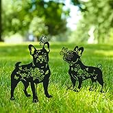 Rngmsi French Bulldog Garden Stakes Gifts Decorations French Bulldog Metal Silhouette Statues Garden Decor for Lawn Ornaments and Yard Art Supplies, Dog Gifts for Women Men Dog Lovers