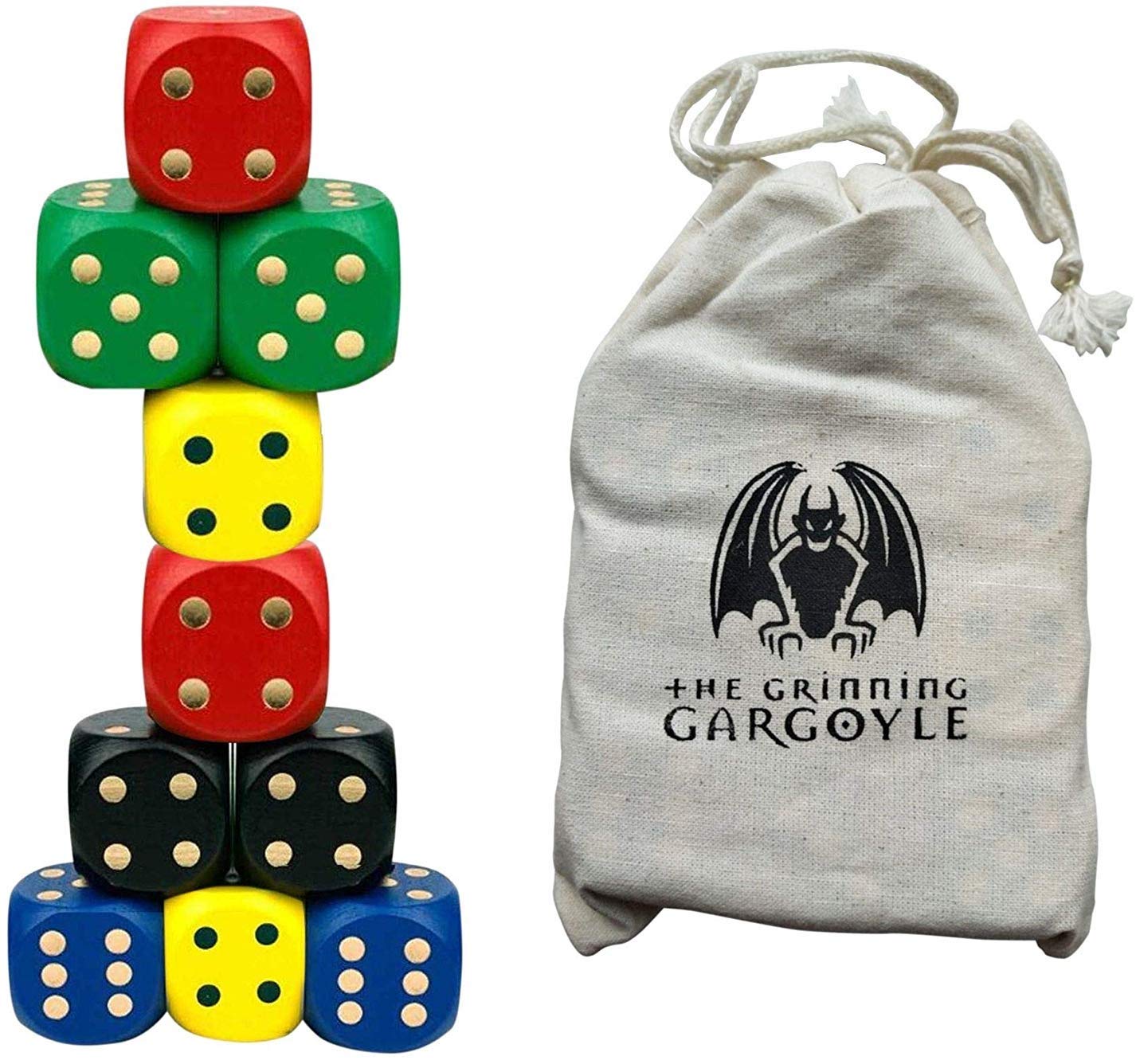 Set of 10 Large Dice with Rounded Edges – Big D6 for Kids with Free Giant Storage Bag - These 3cm Extra Large Six Sideed Dice for Children are Perfect for Educational Math Games – Easy Read D6 Large