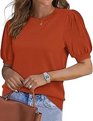 Womens Puff Short Sleeve Shirts Summer Tops for