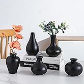 Tenforie Black Ceramic Bud Vase Set of 5, Mini Vases for Flowers, Decorative Small Vases for Home Decor, Boho Wedding Centerpieces, Living Room, Dining Table & Shelf Decor