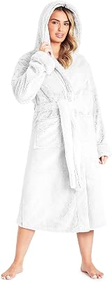 CityComfort Women's Fluffy Hooded Bathrobe, M, Dark Grey, Soft Fleece view 1