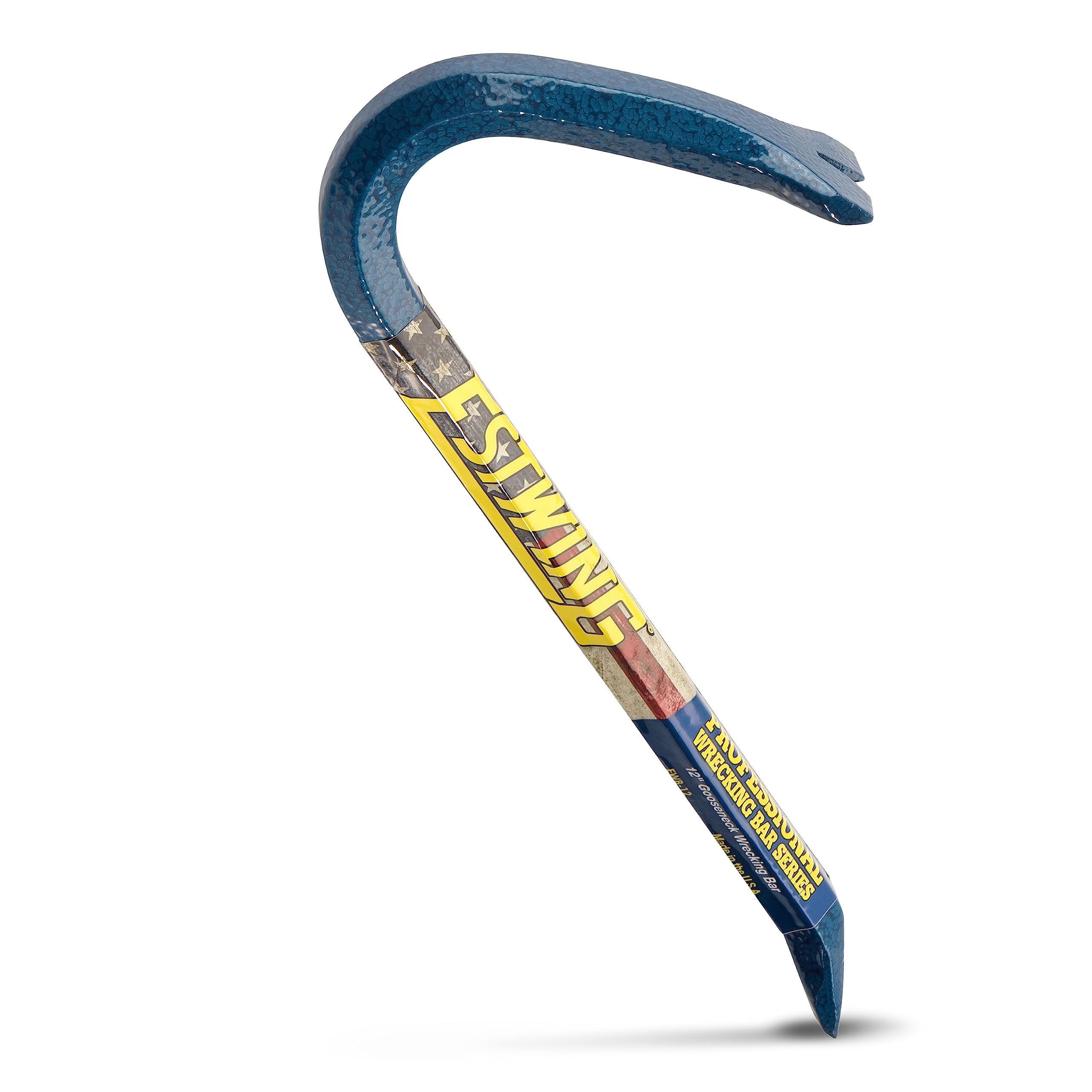 ESTWING Gooseneck Wrecking Bar - 1/2" x 12" Pry Bar with Angled Chisel End & Forged Steel Construction - EWB-12