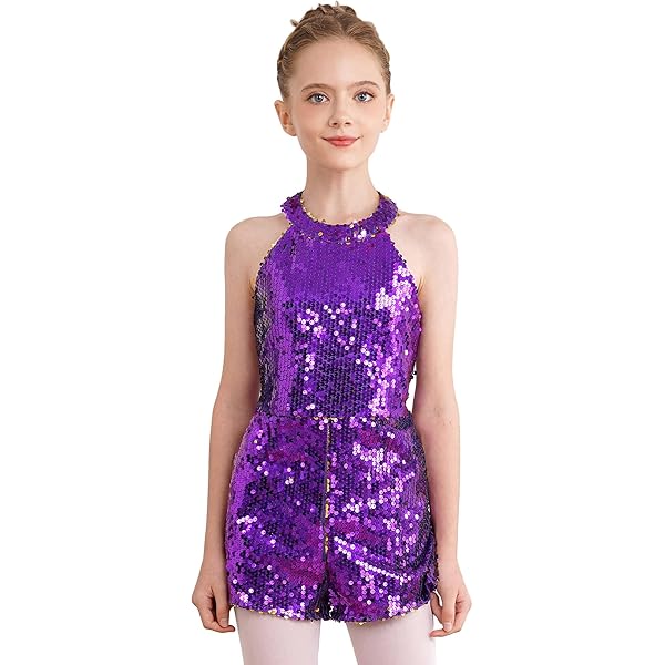 アイドルグッズ JUMParty Alvivi Little Girls Shiny Sequins Halter Neck Jumpsuit