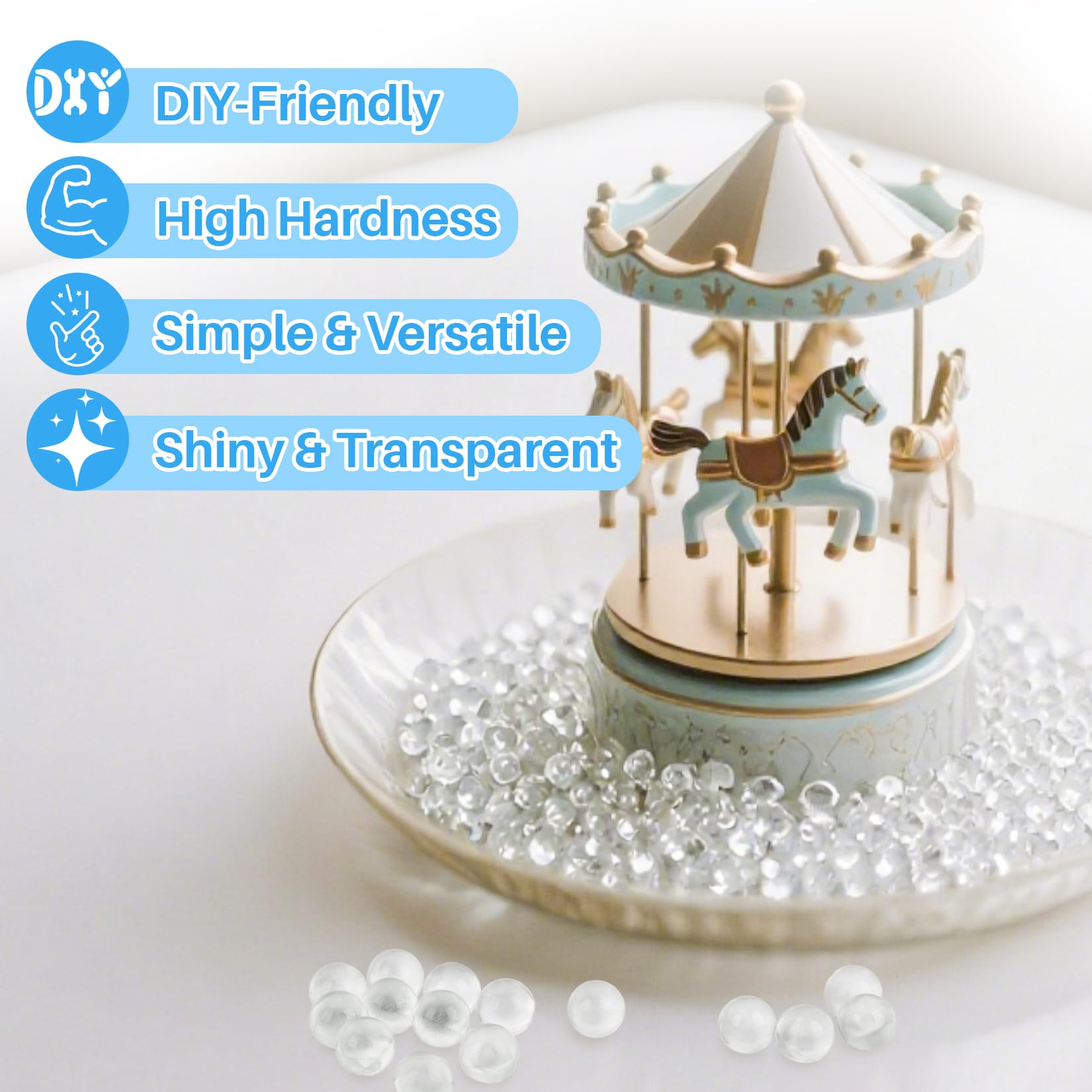 Sukh 190 Pcs Clear Marbles for Vase Filler - Small Round Glass Beads 0.39In Transparent Glass Marbles for Vases,Aquariums,Home Decoration,Games,1LB