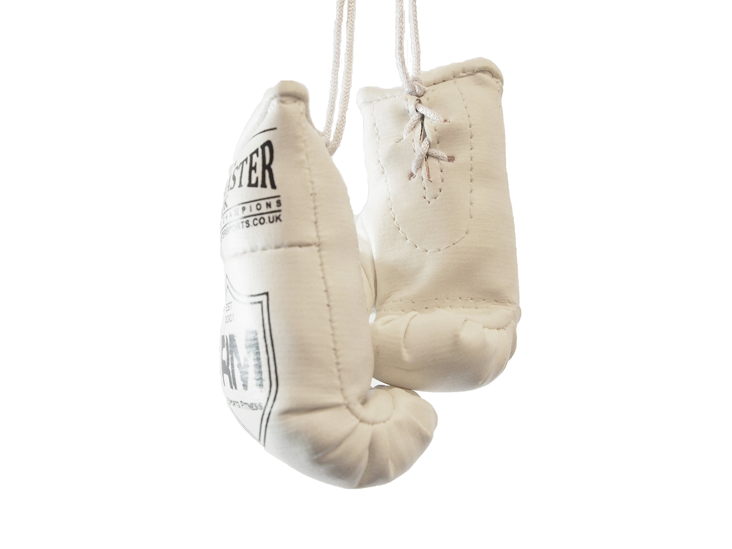 RingMasterUK Mini Boxing Gloves Car Hanger Van Rear Mirror Gift Flags (White)