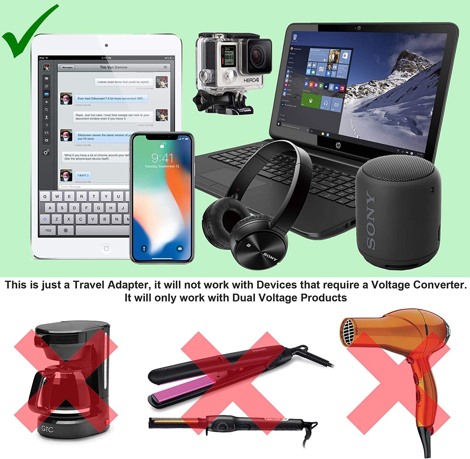 OREI 3 in 1 Schuko Travel Adapter Plug with USB and Surge Protection - Grounded Type E/F - Germany, France & More