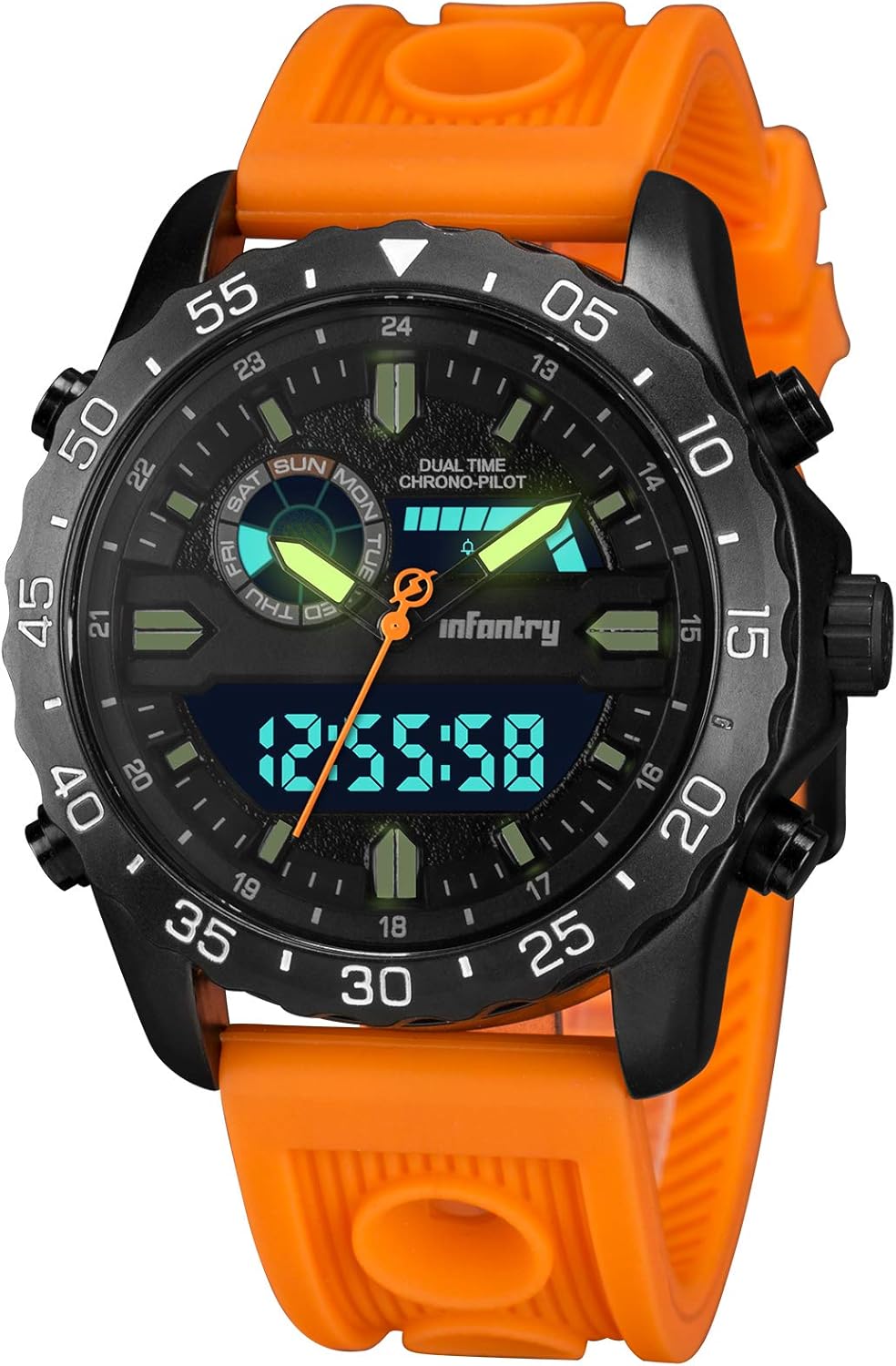 Montre digitale et analogique pour homme Pilot avec chronomètre de Infantry Lumineuse, type