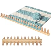 Gtouse 48" Chunky Blanket Loom on Soild Wood, Foldable | Large Wooden Chunky Yarn Looms Wooden Peg for Blanket Making, Portable DIY Hand Knitting Kit for Beginners, Perfect for Gifts