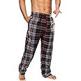 Active Club Mens Fleece Pajama Pants - Plaid Mens Pajama Bottoms - Mens Lounge Pants with Pockets (S - 3X)