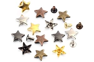 YORANYO 100 Sets 12MM Mixed Color Star Rivets for Leather Star Rivet Studs Kit Garment Rivets Leather Rivets Studs and Spikes for Leather Craft Clothing Bags Belts Dog Collar Shoes DIY Rivets 15/32 Inch