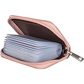 Easyoulife Genuine Leather Credit Card Holder Zipper Wallet With 26 Card Slots