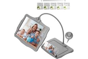 10X Rechargeable Full Page Magnifier for Reading, NUEYiO 10.6 * 7.8" Large Handheld Magnifying Glass with Light and Stand, 50 LED Lights & 3-in-1 Gooseneck Magnifying Lamp for Seniors Close Work Book
