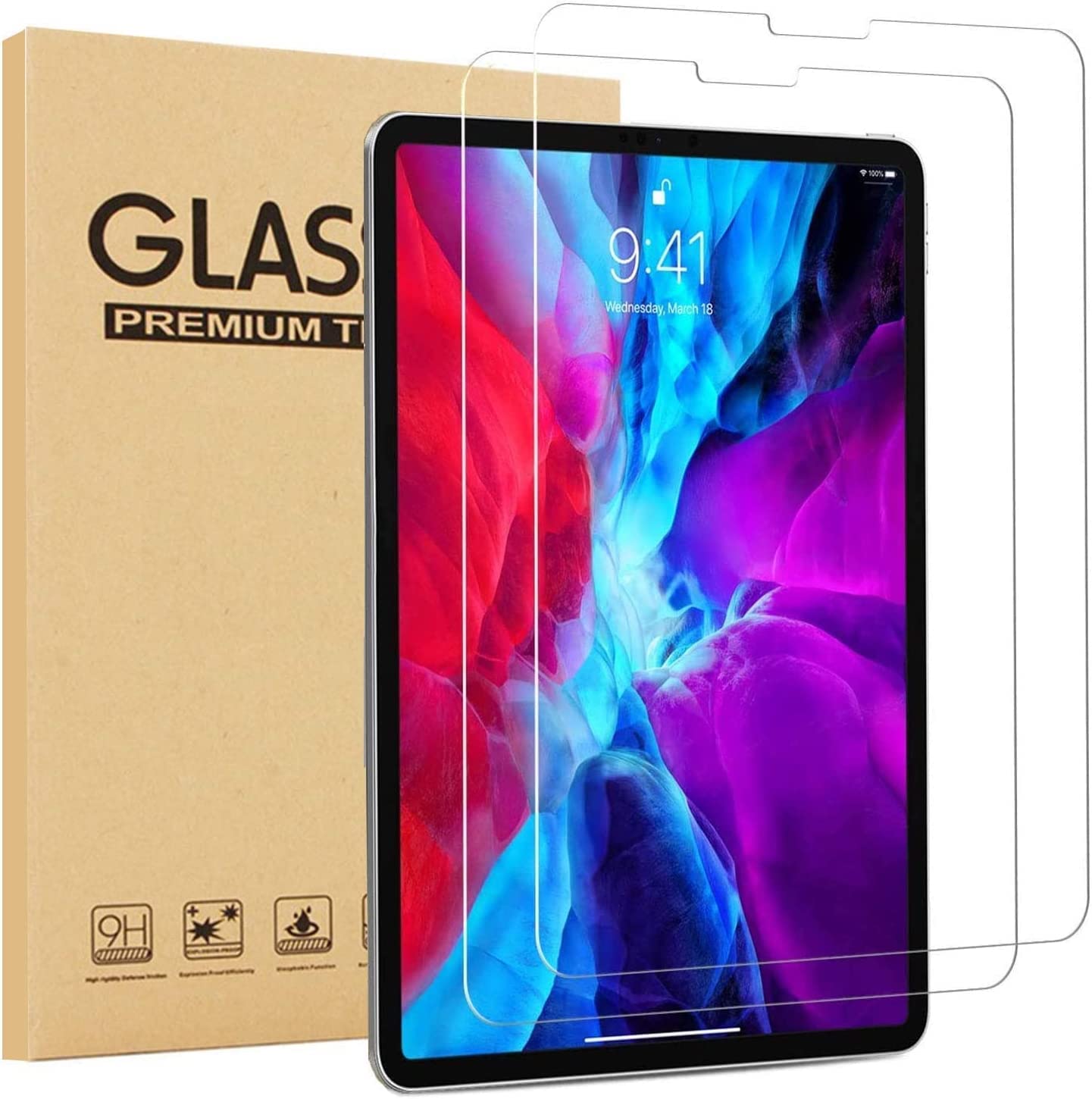 2-Pack Screen Protector for iPad Air 5 & 4(iPad Air 5 2022 / iPad Air 4 2020, 10.9 Inch,A2316 A2324 A2072 A2325) and iPad Pro 11 Inch, Pen and Face ID Compatible