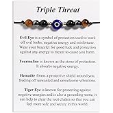 QqzsJewls Triple Protection Bracelets Negative Energy Blocker, Black Tourmaline and Obsidian Bracelets for Women Men, Gifts for Him Her