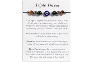 QqzsJewls Triple Protection Bracelets Negative Energy Blocker, Black Tourmaline and Obsidian Bracelets for Women Men, Gifts for Him Her