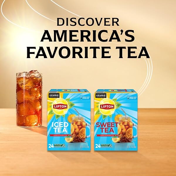 LIPTON UNSWEETENED BLACK ICED TEA K-CUPS 24-PACK FOR KEURIG COFFEE MAKERS – RAINFOREST ALLIANCE CERTIFIED TEA PODS WITH SMOOTH CRISP FLAVOR, BREW HOT OVER ICE FOR REFRESHING BEVERAGE